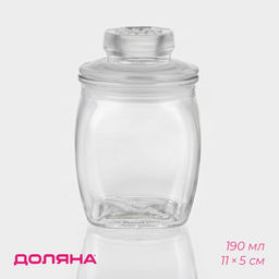 Банка для сыпучих Доляна Овал, 190 мл, 106.5 см, стекло, прозрачная