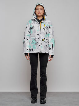 Горнолыжная куртка женская зимняя серого цвета 2302-1Sr