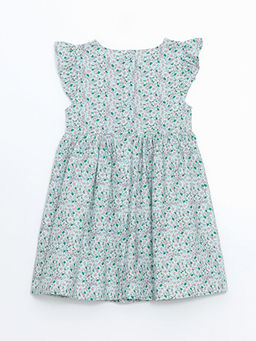 Bisiklet Yaka ?i?ekli K?z ?ocuk Elbise