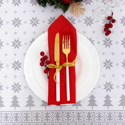 Скатерть Рождественские Елочки 110х146 см, 100% хлопок, 164 г/м2 - Доляна фото 5