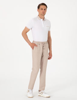 A__k Kahverengi Slim Fit Keten Kar___ml_ Pantolon