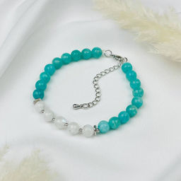 Браслет из Амазонита и Лунного камня 17 см +