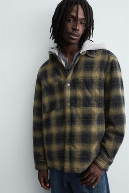 HOODED CHECK OVERSHIRT