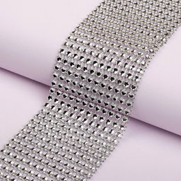 Лента с имитацией страз, 6 см, 9±1 м, цвет серебряный