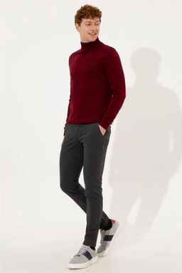 U. S. Polo Assn Мужской базовый трикотажный свитер бордового цвета с водолазкой - U.s. polo assn фото 10