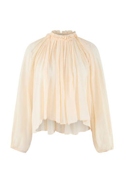 Ac?k Sar? Yakas? Buzgulu Oversize Hafif Transparan Bluz TWOSS26BZ00652