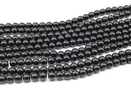 Бусины из агата черного шарик 8мм (имитация), 38см, 50 бусин Радуга камня