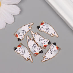 Цена за 6 шт. Декор для творчества металл, эмаль «Котик спит», 2.5×1.3 см