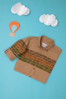 Рубашка кокосового цвета с длинным рукавом для мальчика