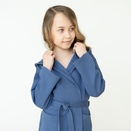 Халат детский вафельный джинс 914 (140, 72)