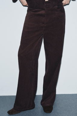 ZW COLLECTION WIDE-LEG CORDUROY TROUSERS - Zara фото 2