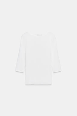 COTTON BOAT NECK T-SHIRT - Zara фото 9