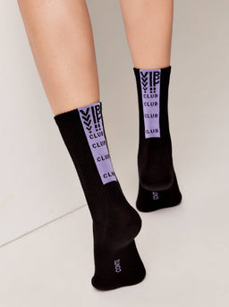 Цена за 2 пары. Носки Теплые CONTE Удлиненные хлопковые носки ACTIVE черный-сиреневый - Conte elegant фото 3