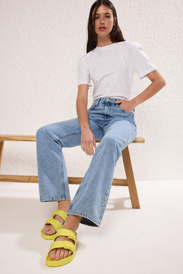 Beyaz Cift Bantl? Eva Hafif Taban Kad?n Terlik TAKSS25TE00065 - Trendyolmilla фото 6