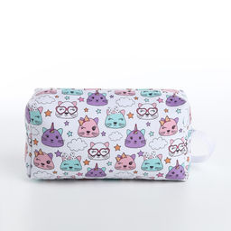 Косметичка на молнии с ручкой, объёмная, маленькая, с принтом Волшебные котята, белая - Simaland фото 2