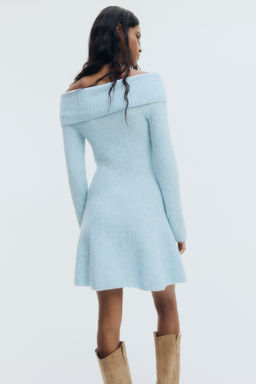 Vestido off-the-shoulder en punto de canal? - H&m фото 6