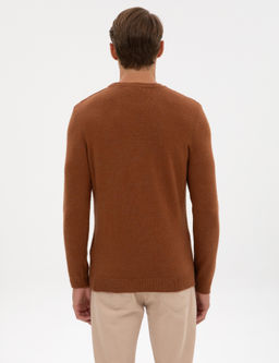 Kahverengi Regular Fit Bisiklet Yaka Triko Kazak - Pierre cardin фото 5