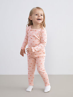 Kalp Bask?l? K?z Bebek Pijama Tak?m?