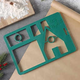 Цена за 2 шт. Форма для печенья новогодняя Доляна Пряничный домик, пластик, 28?19 см, зелёная