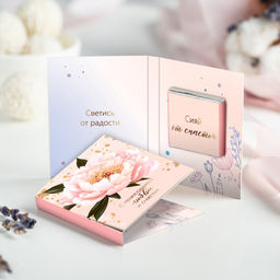 Мини-открытка "С пожеланием любви и счастья (пион)"