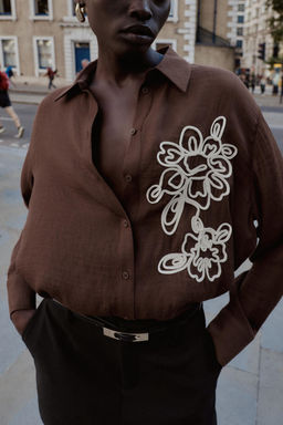 TEXTURED FLORAL SHIRT - Zara фото 5