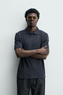 POLO REGULAR FIT ALGOD?N - LINO / Marino oscuro - Zara фото 2
