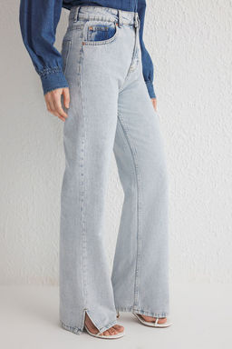 Ac?k Mavi Pacas? Y?rtmacl? Yuksek Bel Wide Leg Jeans TWOSS25JE00057 - Trendyolmilla фото 3