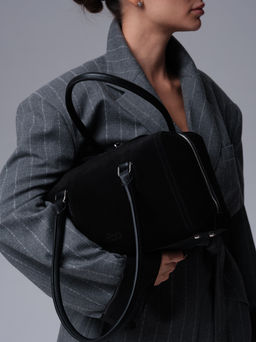 Замшевая сумка Cube DBR 31333 черный велюр  фото 5