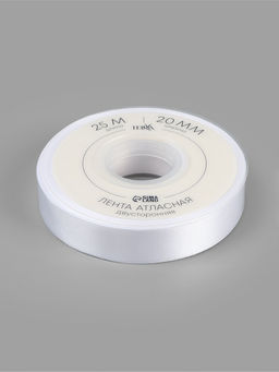 Лента атласная TEIRA, двухсторонняя, 20 мм, 25±1 м, белая №0029