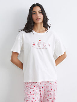 Bisiklet Yaka Bask?l? Kad?n Pijama Tak?m