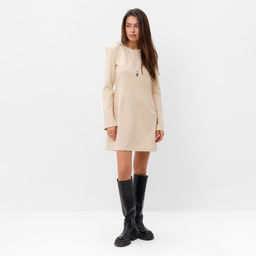 Платье женское короткое MIST с акцентной линией плеч, бежевое, размер 40