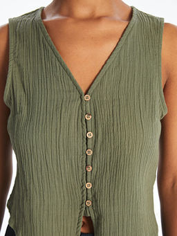 V Yaka Dokulu M?slin Kad?n Yelek