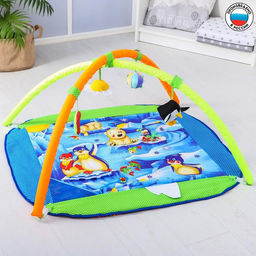 Развивающий коврик с дугами «Арктика», 100х87 см, 4 игрушки, Дельфин