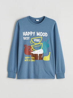 Bask?l? Erkek ?ocuk Pijama Tak?m