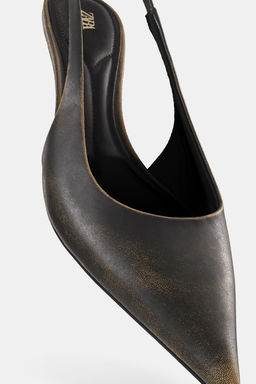 LEATHER SLINGBACK SHOES - Zara фото 6
