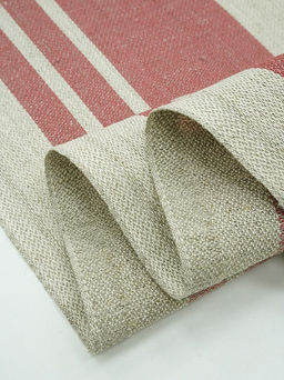 Холст-дорожка Бордовые полосы (на суровом), ш.0.55м, лен-30%, хлопок-70%, 270гр/м.кв - Купава фото 5