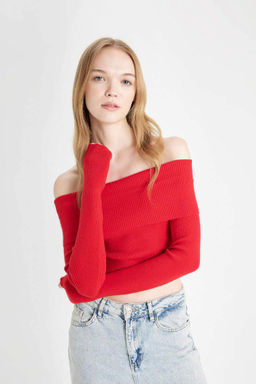 Cool Slim Fit свитер с открытыми плечами - Defacto фото 3