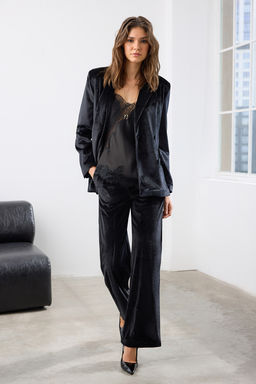 Siyah Kadife Wide Leg/Genis Paca Pantolon TWOAW26PL00055 - Trendyolmilla фото 2