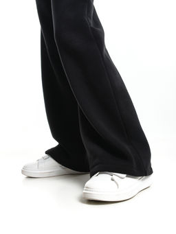 Брюки для девочки с карманами утепленные с начесом классические 22-7347 черный - Mini maxi фото 9