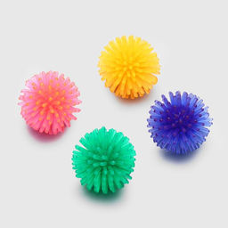 Цена за 10 шт. Шарик для кошек игольчатый, мягкий, 3,5 см, микс цветов (фасовка 10 шт), микс цветов - Пижон фото 2