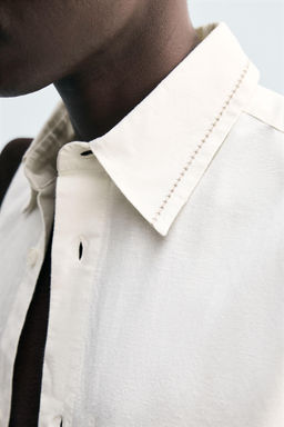 EMBROIDERED COTTON/LINEN SHIRT - Zara фото 7