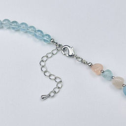 Колье из Аквамарина, Морганита и Розового кварца 42 см +