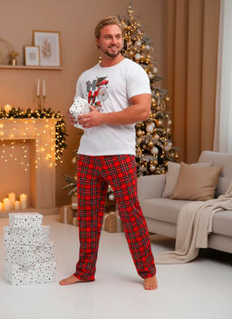 Пижама мужская, модель 218, трикотаж (46 размер, Новый год)
