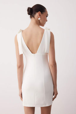 Ekru Vucuda Oturan Gogus ve Kol Detayl? Mini Dokuma Elbise TPRSS25EL00309 - Trendyolmilla фото 4