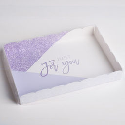 Цена за 5 шт. Коробка для печенья, кондитерская упаковка с пластиковой крышкой, Just for you, 22?15?3 см