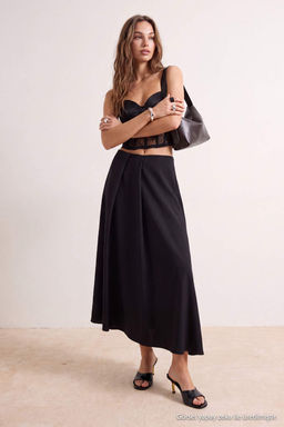 Siyah Pile Detayl_ Maxi Modal Etek TWOSS26ET00229 - Trendyolmilla фото 2