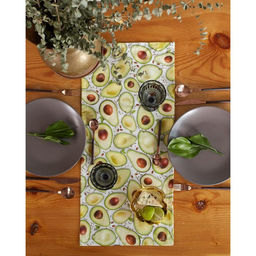 Цена за 2 шт. Дорожка на стол Этель Avocado 30×70 см, 100% хлопок, саржа 190 г/м², белая/зелёная