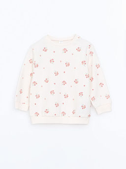 Bisiklet Yaka ?i?ekli K?z ?ocuk Sweatshirt