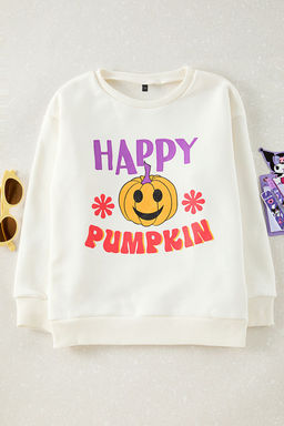 Ekru Unisex Bask?l? Orme Sweatshirt TKDAW25SW00096
