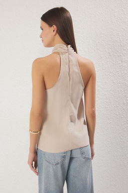 Trendyolmilla Haki Modal Halter Yaka Boyundan Dugumlu Dokuma Bluz TWOSS25BZ00247  фото 4